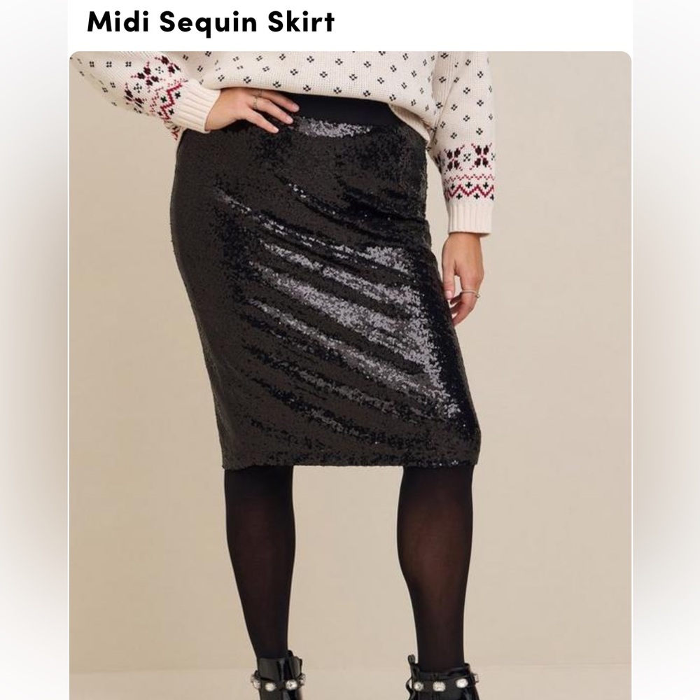 torrid Black Sequin Midi Skirt - Picture 4 of 10